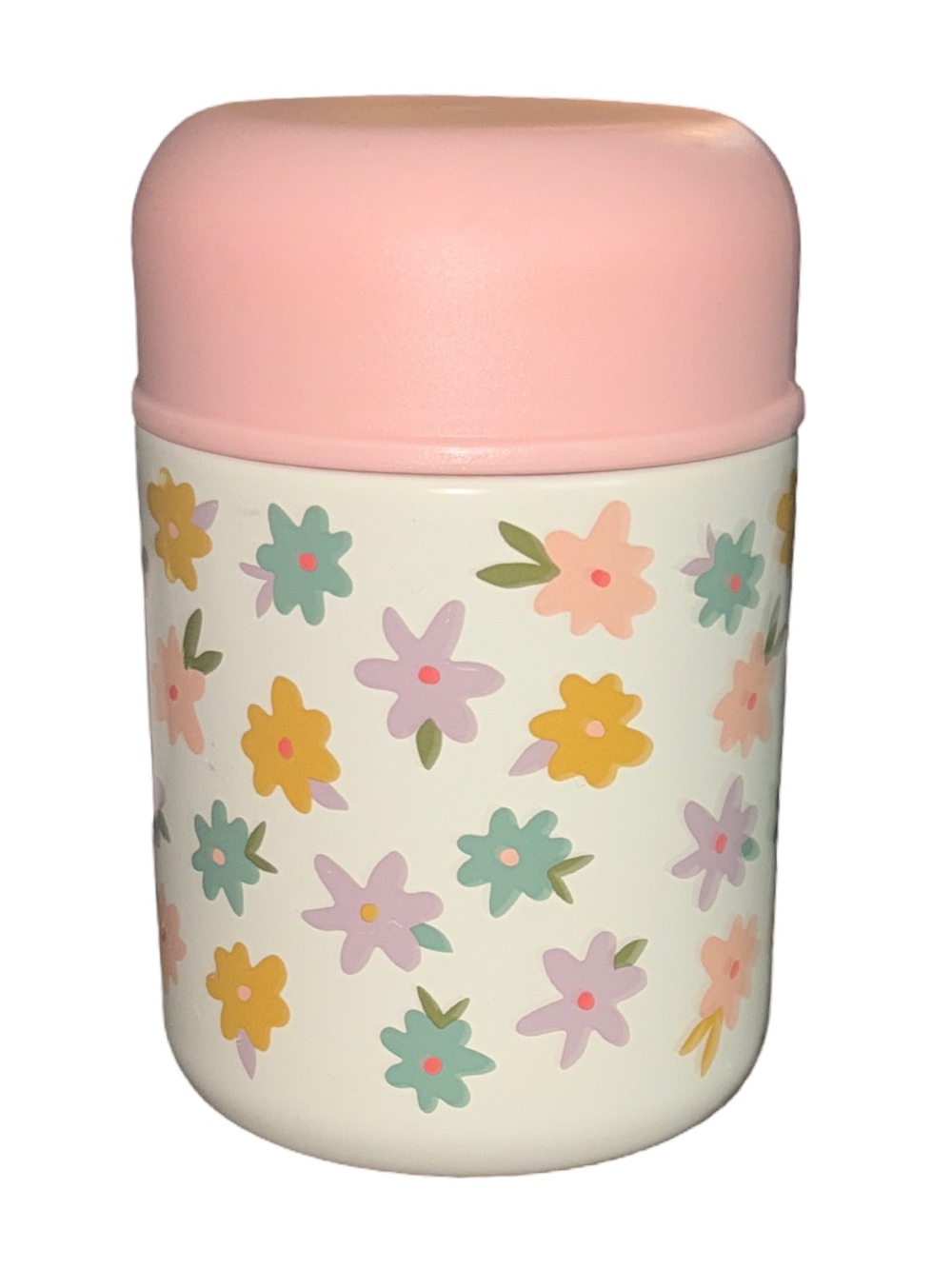 New Kids' 10oz Flowers Double Wall Vacuum Stainless Steel Food Jar w/ Spoon
